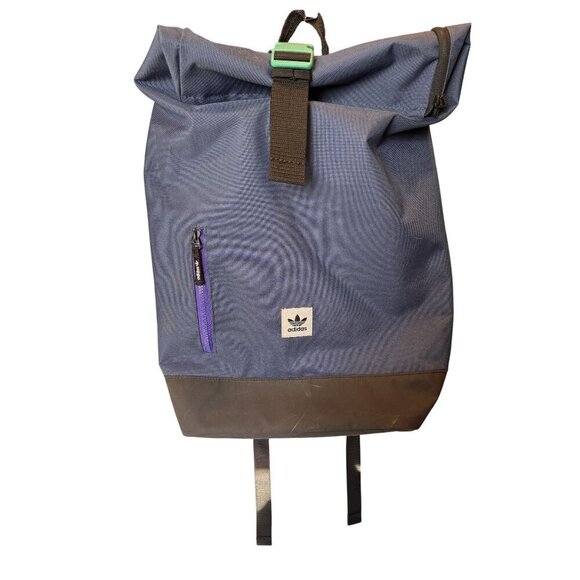 Adidas Blue & Black Roll-Top Backpack - Picture 1 of 11